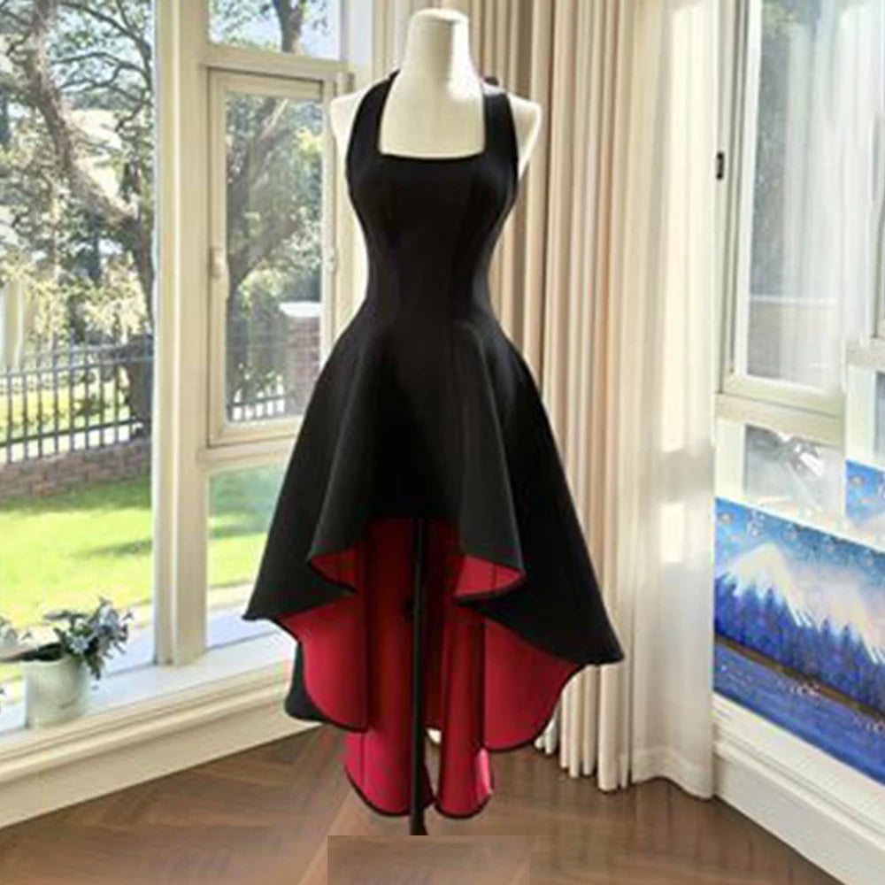 Elegant Contrasting Color Square Neckline Dress For Women