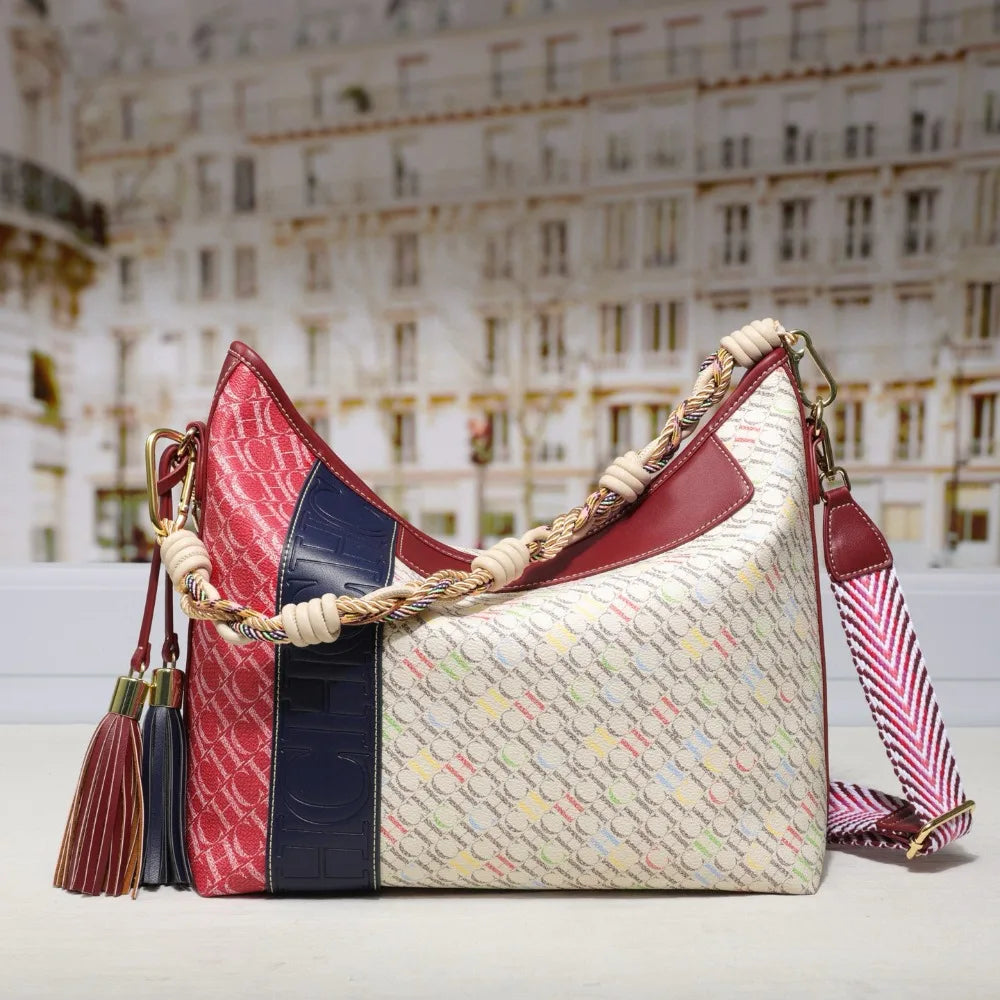 Textured Letter Print Tote And Crossbody Bag for Women