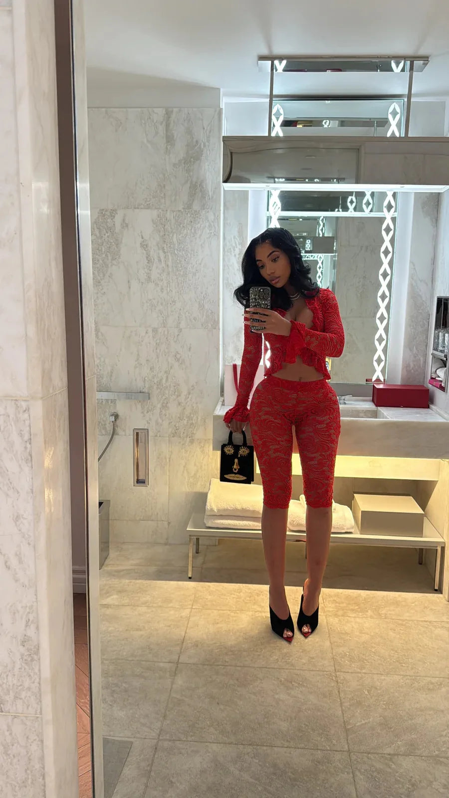 FAGADOER Sexy Lace See Through 2 Piece Sets Woman Outfit Mesh Hollow Out Crop Top and Shorts Suit Female Y2K Streetwear Clothing