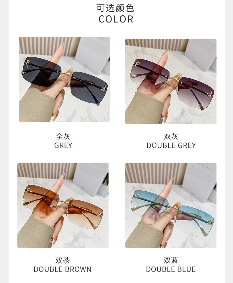 Rimless Square Fashion Sunglasses