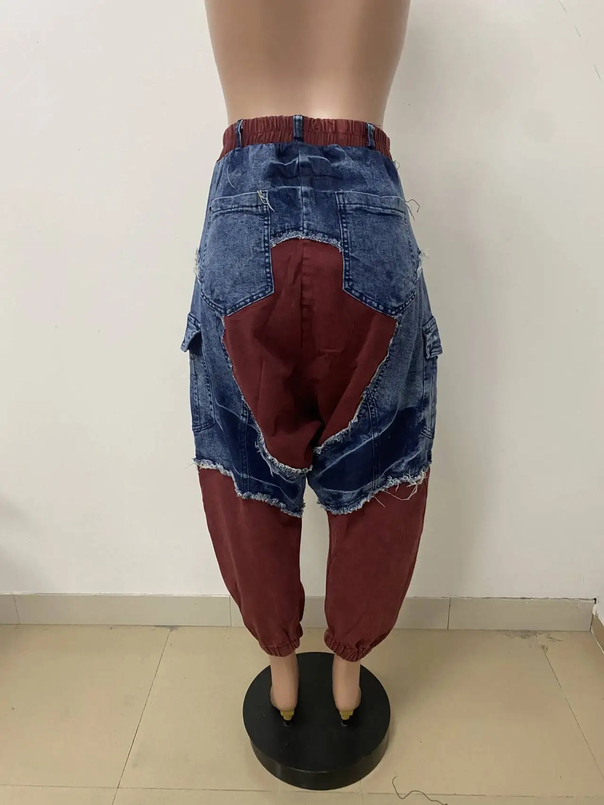 High Waist Patchwork Loose Fit Harem Jeans for Women