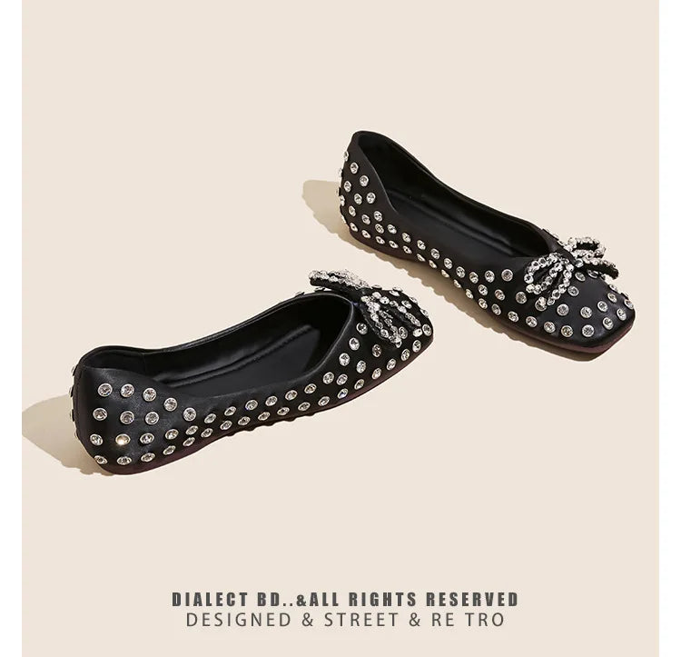 Elegant Rhinestone Bowknot Mary Jane Shoes For Women