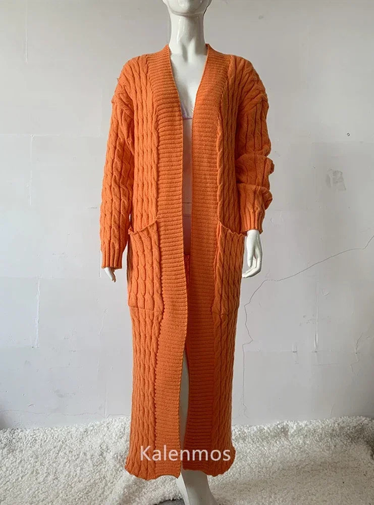 Long Sleeve Crochet Knit Cardigan Sweater for Women