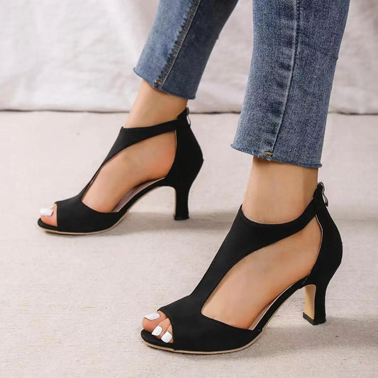 Open Toe Platform Sandals Side Zipper