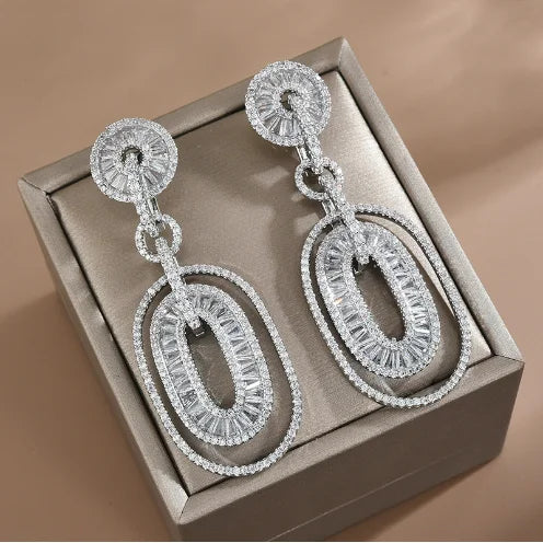 Geometric Zircon Drop Earrings
