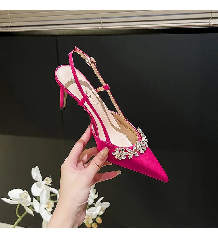 Crystal Buckle Pointed Pumps
