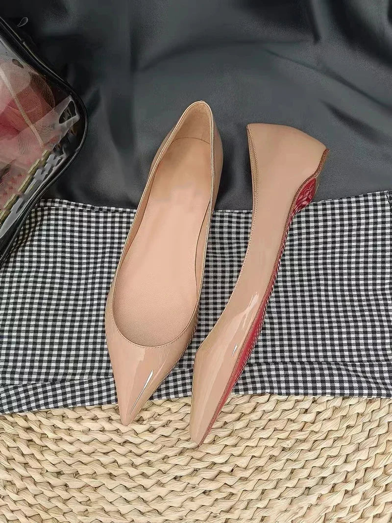 Lightweight Nude Pointed Toe Slip On Flats for Women
