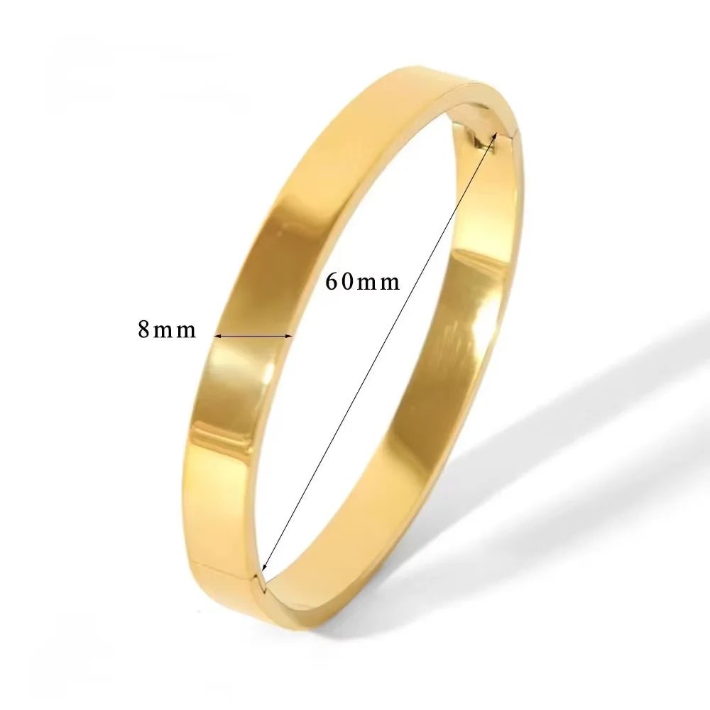 Waterproof Oval Stainless Steel Bangle Bracelet for Women