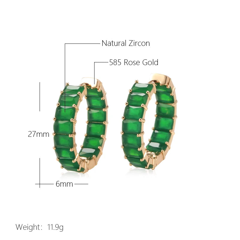 Emerald Cut Zircon Hoop Earrings