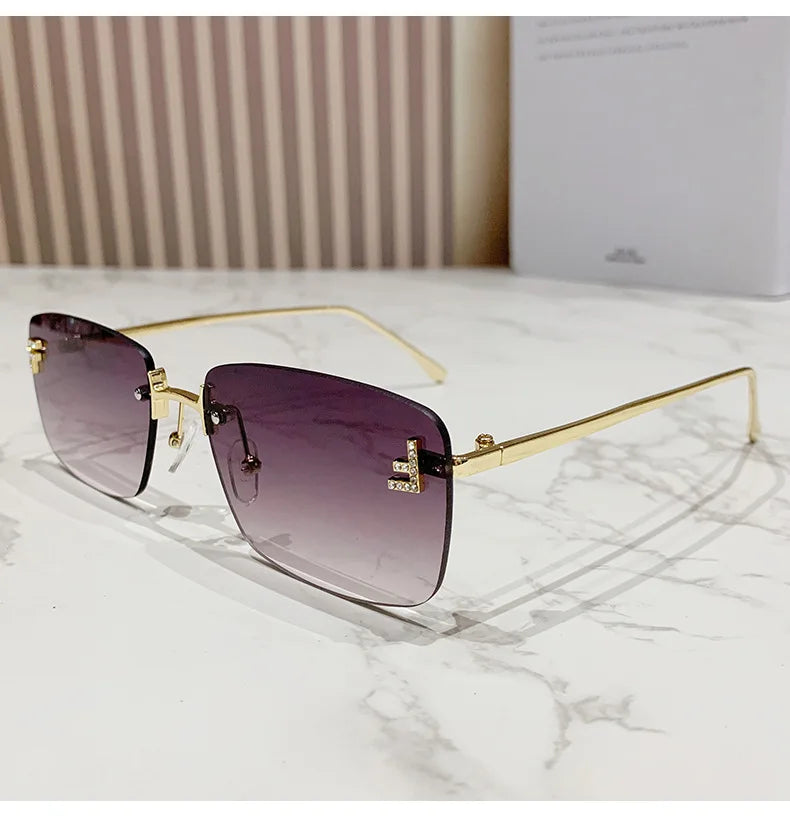 Rimless Square Fashion Sunglasses