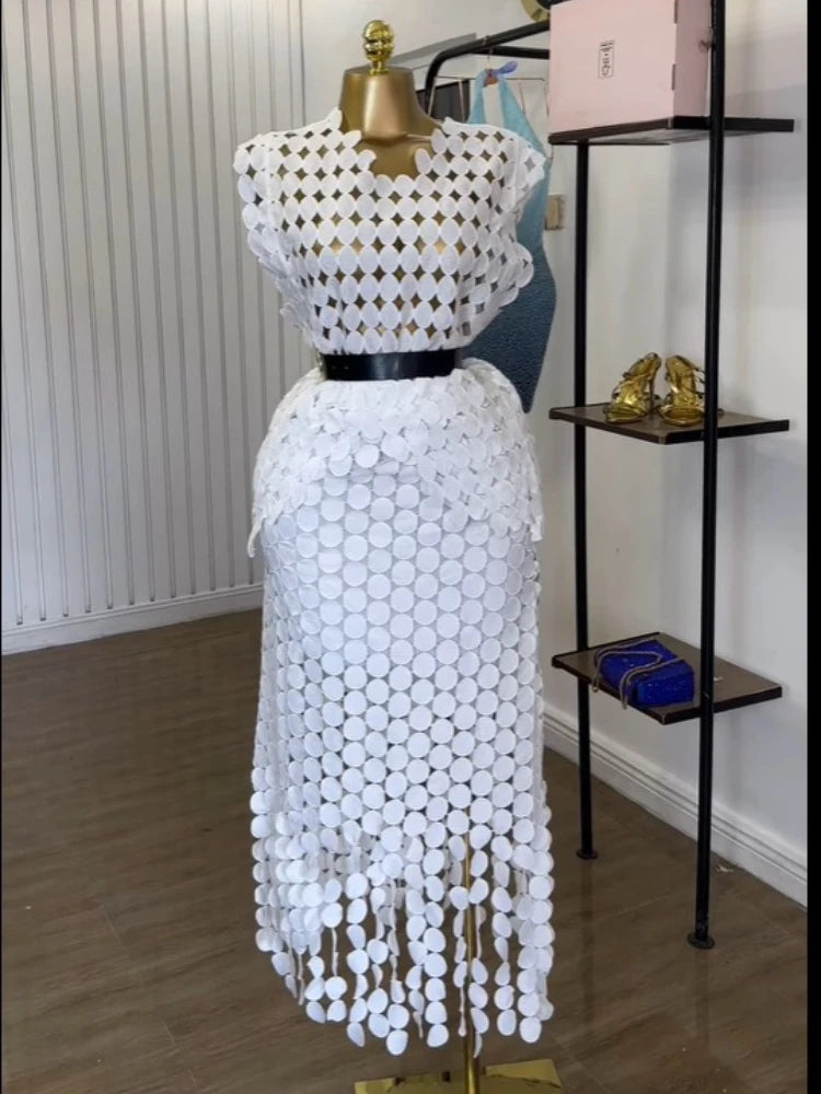 Stylish Cutout Crop Top And Maxi Skirt Two Piece Set for Women