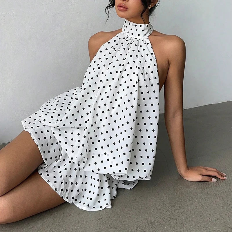 Chic Halter Neck Off Shoulder Backless Mini Dress For Women