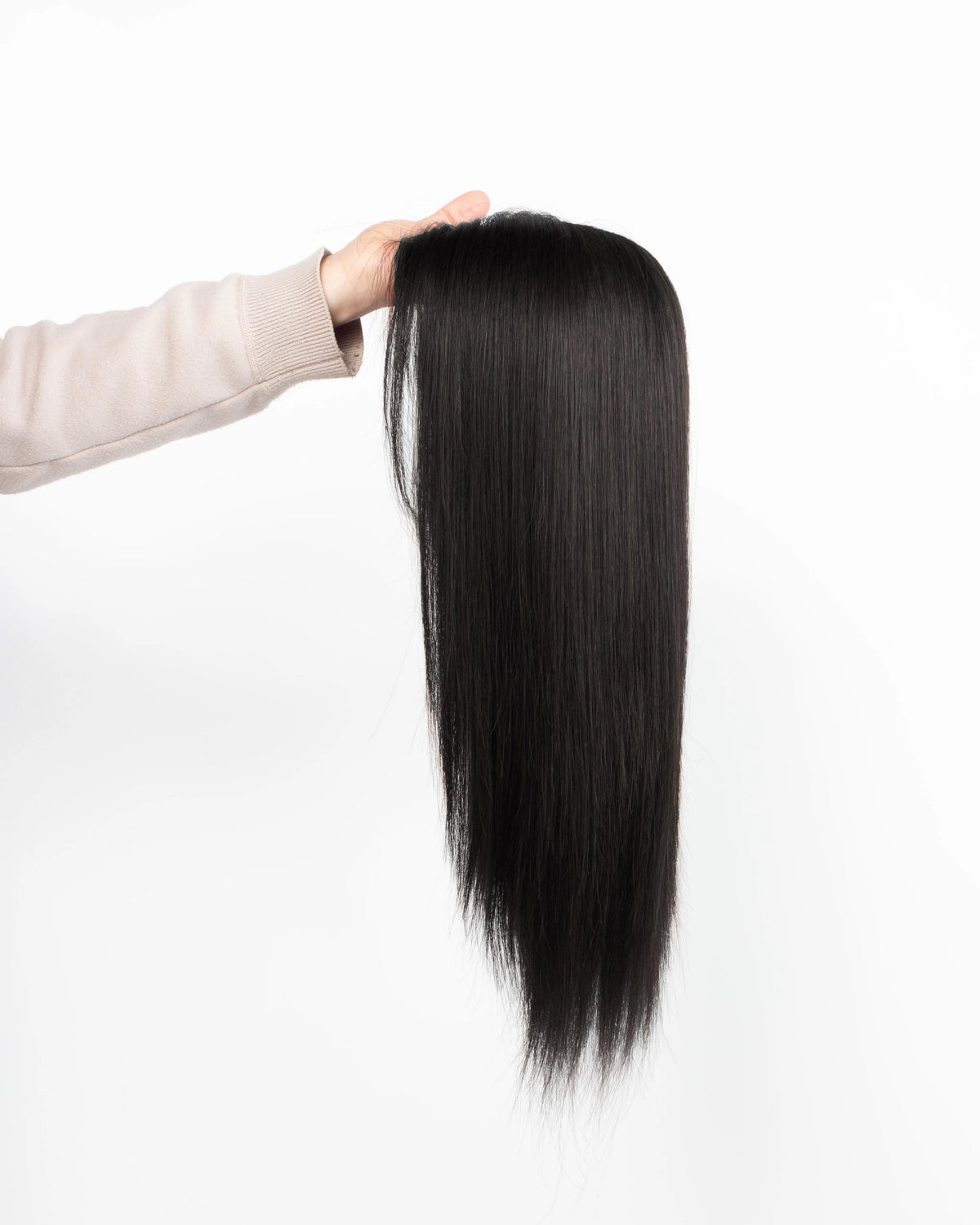 Silky Straight Human Hair Silk Base Wig With Bangs For Women