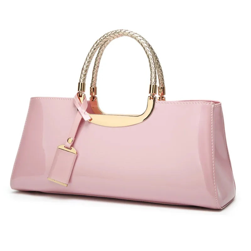Plaid Patent Chain Evening Clutch