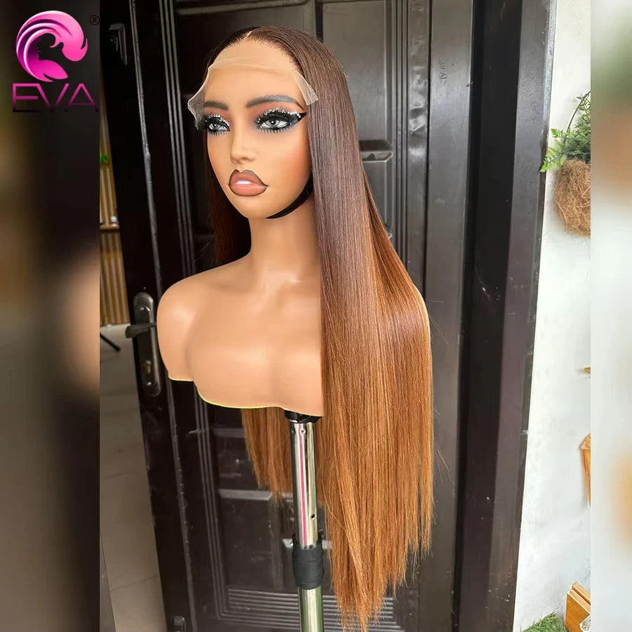 13x6 Full Frontal HD Lace Wig Ombre Blonde Straight Melt Skin Full Lace Frontal Human Hair Wig Honey Blonde Real HD Lace Wigs