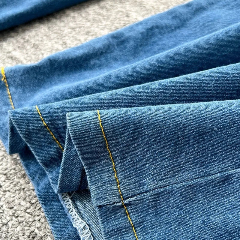 Vintage Long Sleeve Denim Shirt And Jeans Set for Women