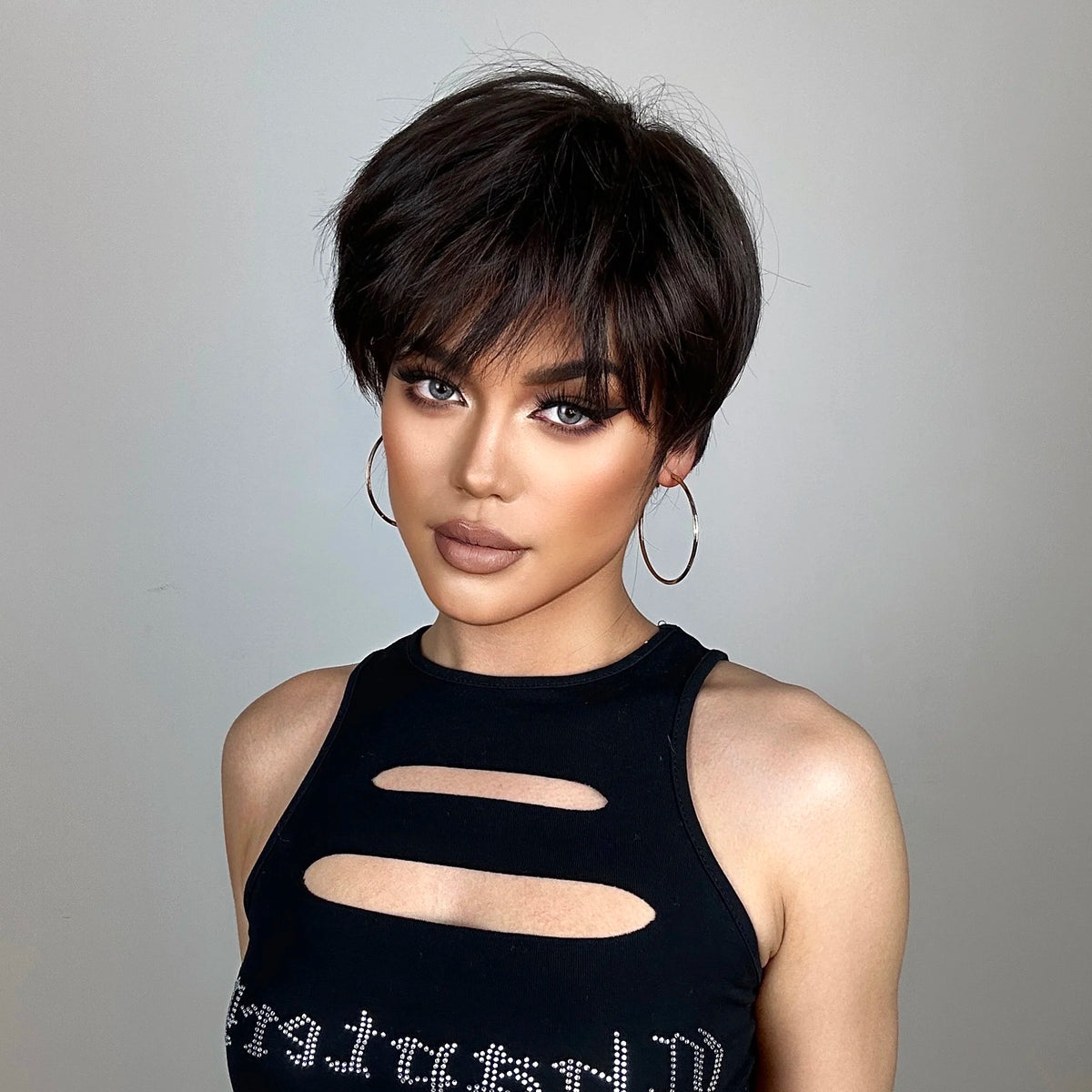 Natural Black Heat Resistant Pixie Cut Wig for Women
