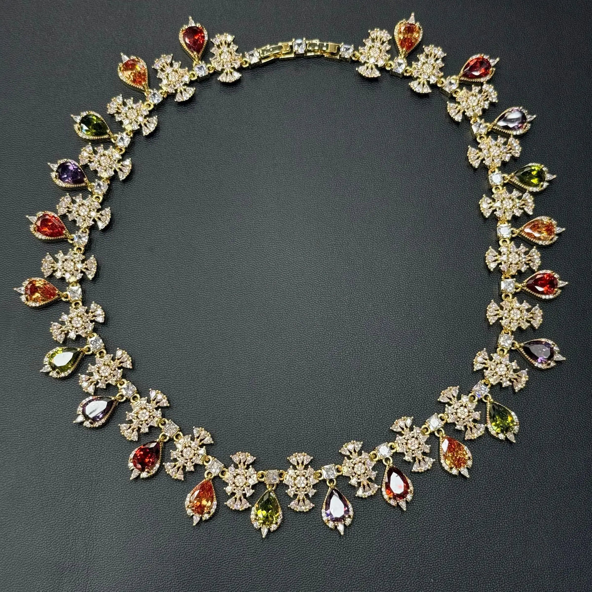 Colorful Zircon Earring and Necklace Jewelry Set for Women