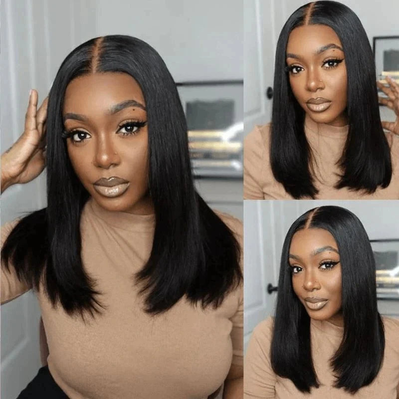 Short Bone Straight Malaysian Human Hair Bob Wig for Women