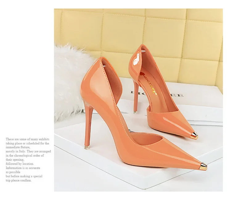 Pointed Toe Patent Leather Stiletto Pumps for Women