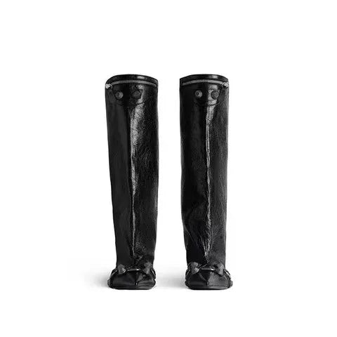 Punk Style Knee-High Rivet Detail Motorcycle Boots for Women