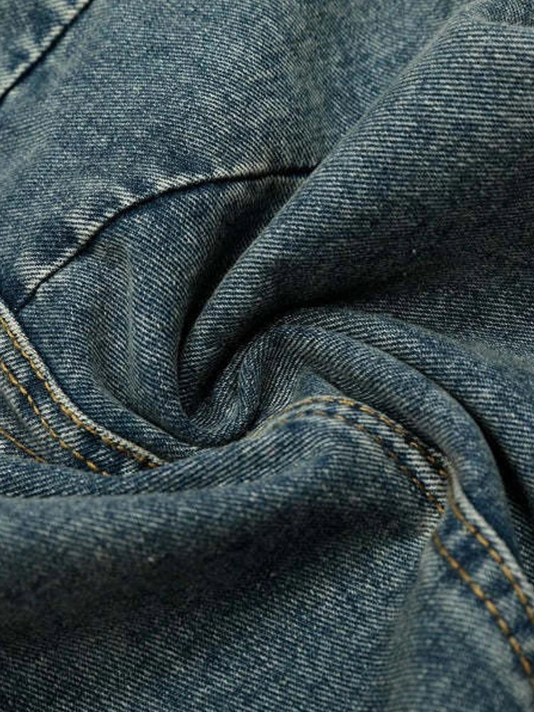 Vintage Washed Wide Leg Hip Hop Denim Jeans for Women
