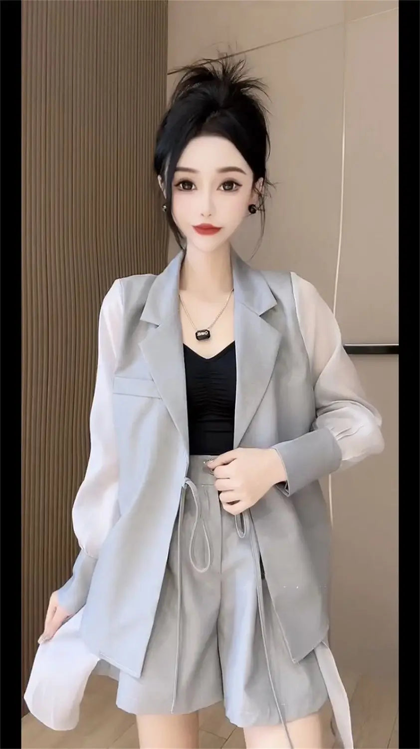 Summer 2 Piece Outfits 2025 Formal Kit Office Blazer Suits Set of Two Fashion Pieces for Women Shorts Cheap Womens Matching Sets