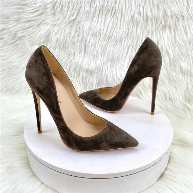 Pointed Toe Suede High Heel Office Pumps for Women