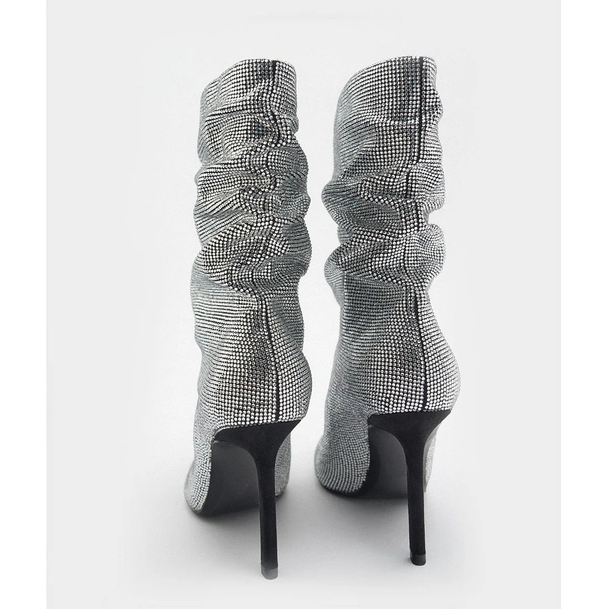 Rhinestone Embellished Pointed Toe Stiletto Boots For Women