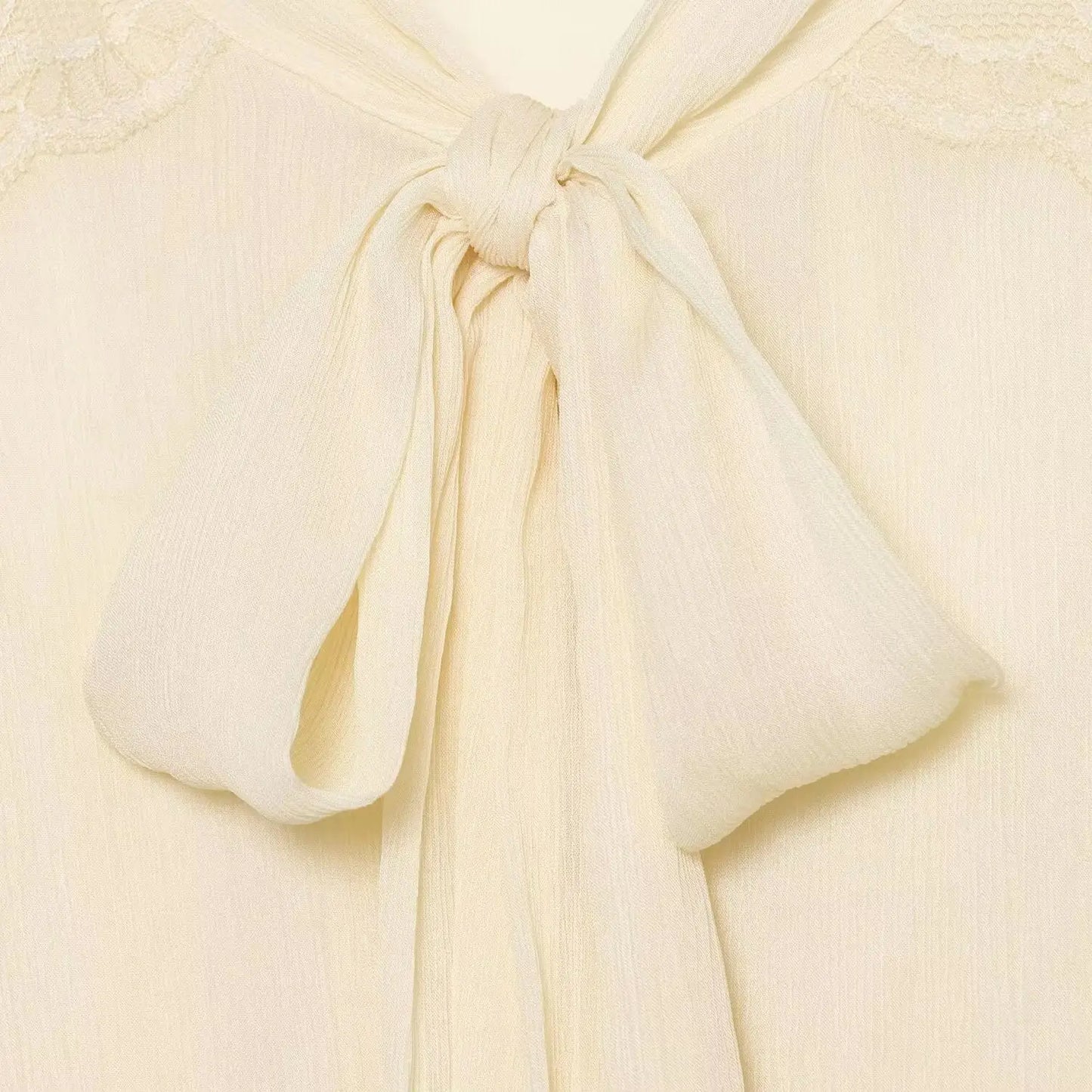Vintage Lace Up Bow Chiffon Patchwork Jumpsuit For Women