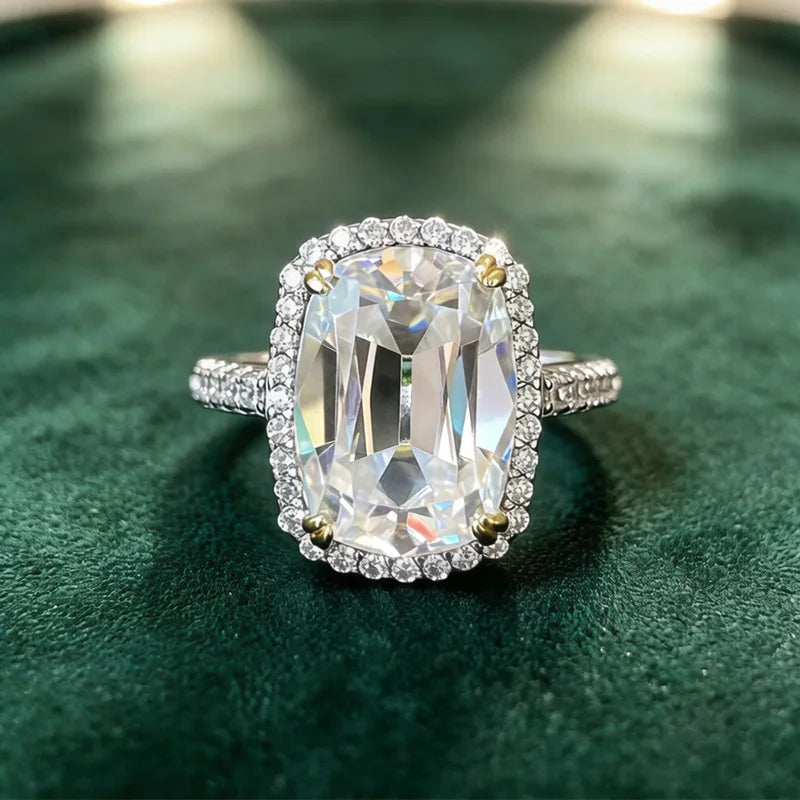 Old European Cut Moissanite Sterling Silver Ring for Women