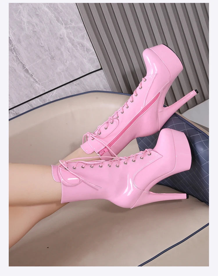 Sexy Pole Dance Ankle Boots With Platform Heels for Women