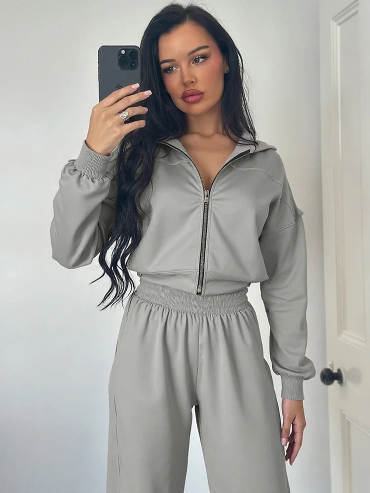 Cozy Woolen Hooded Pantsuit