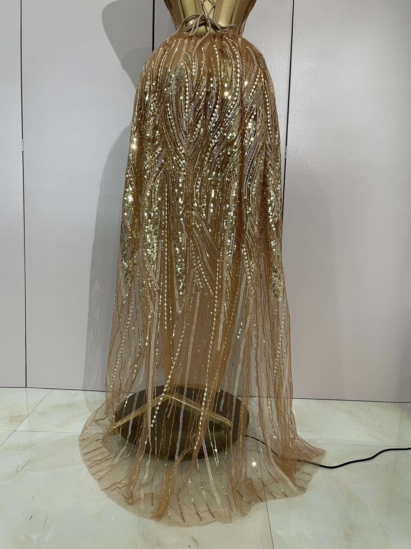 Elegant Sparkly Diamond Sequins Sexy Strapless See-Through Long Dress Women Evening Birthday Party Dress Nightclub Stage Costume