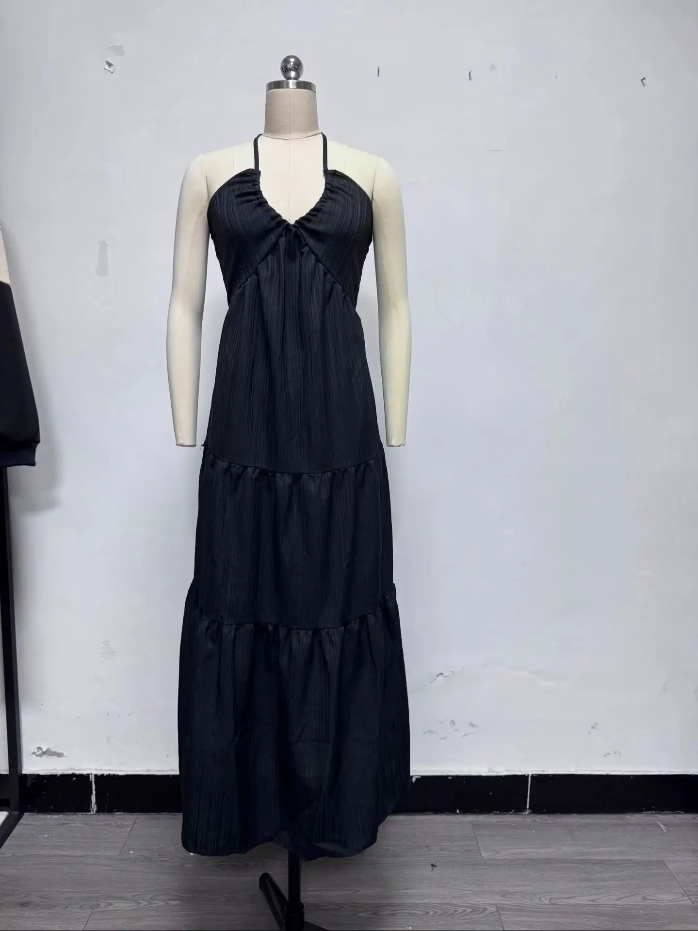 Summer 2026 Women's Trendy Deep V Shoulder Bohemian Style Dress with Belt for Wedding Festival Party Casual Wear