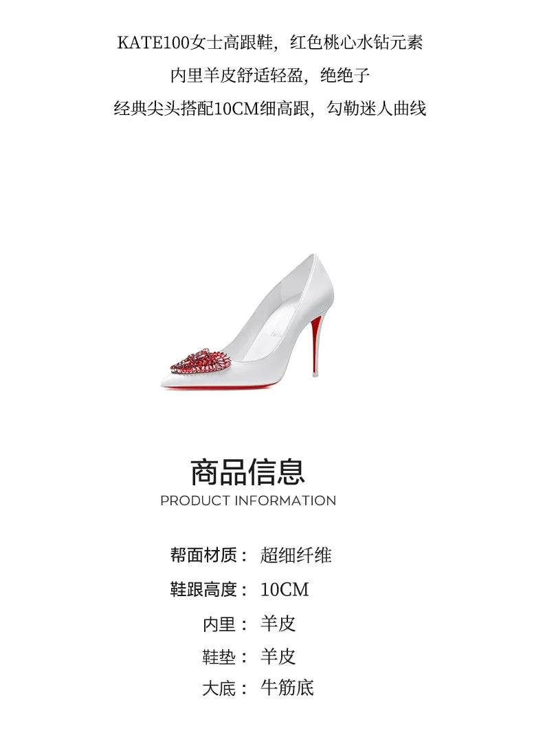 Pointed Toe Rhinestone Stiletto High Heels for Women