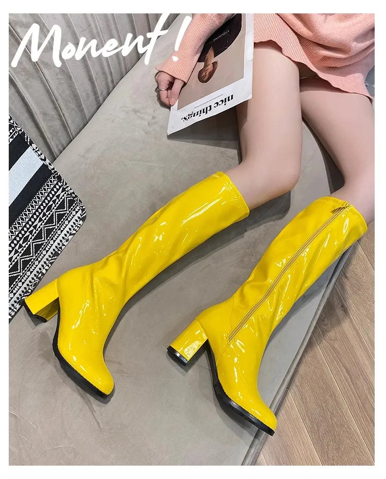 Elegant Shimmering Knee-High Go-Go Boots for Women