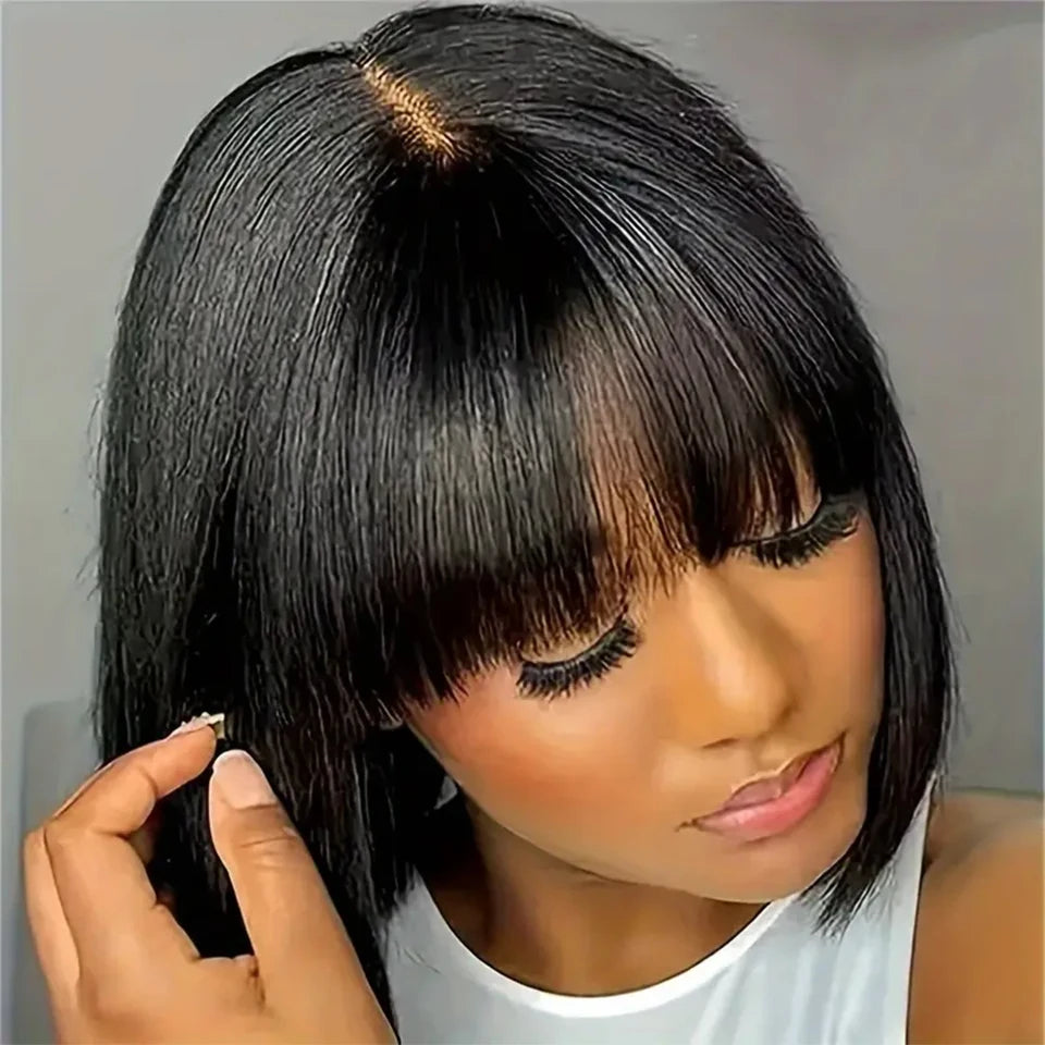 Straight Glueless HD Lace Bob Wig With Bangs for Women