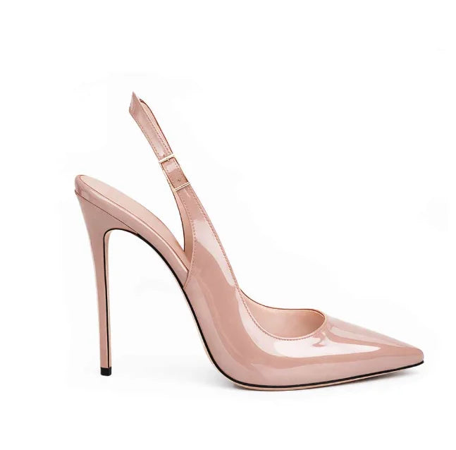 Colorful Patent Leather Slingback Pointed Toe High Heel Pumps for Women