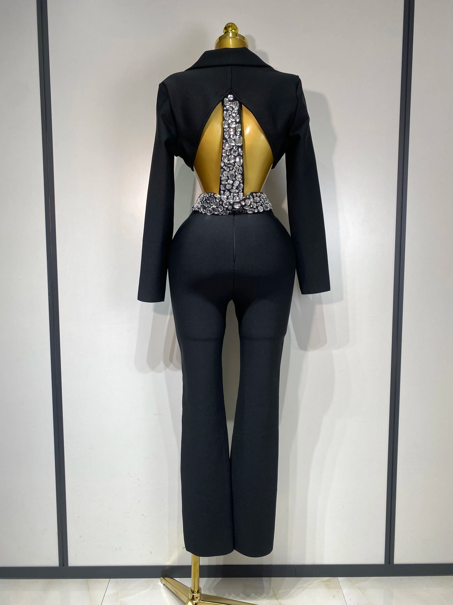 Women Sexy Long Sleeve Beading Bodycon Two Pieces Pants Bandage Set 2025 Celebrity Designer Fashion Women's Luxury Birthday Set