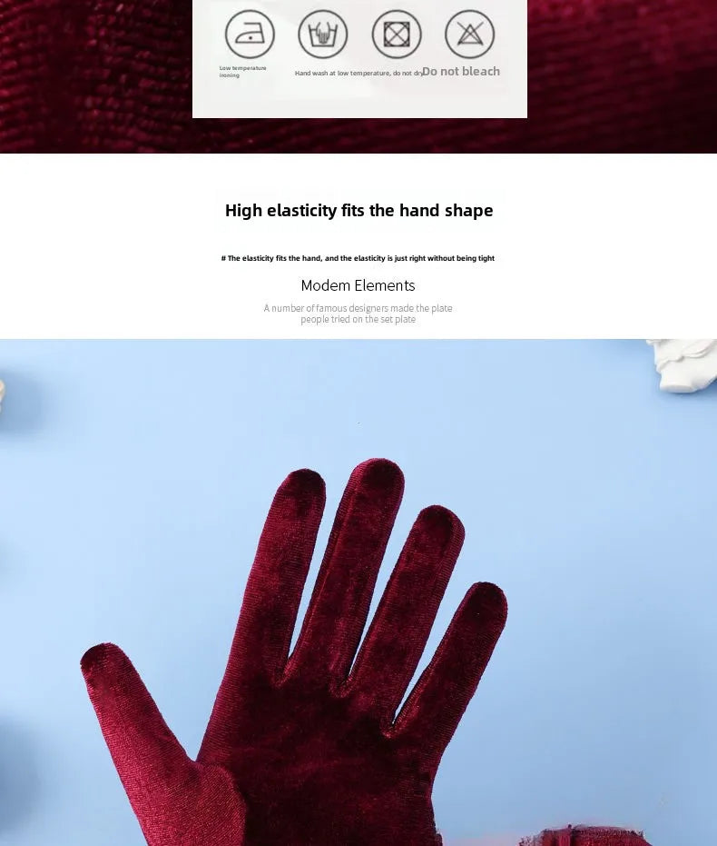 Stretch Velvet Wrist Length Gloves