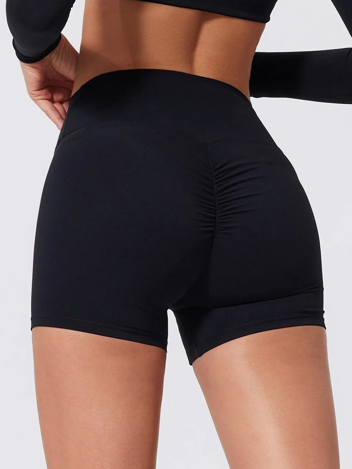 Sporty Solid U-Neck Crop Top and Shorts Two-Piece Set for Women