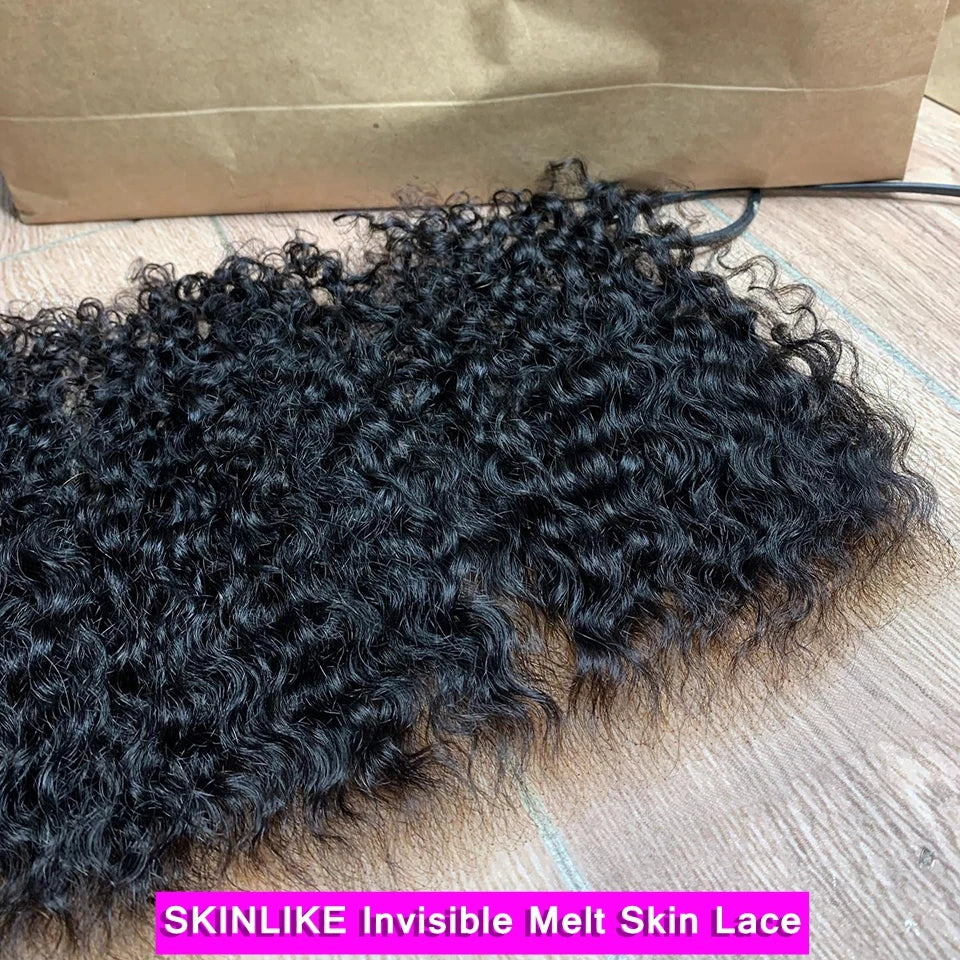 Deep Curly Human Hair HD Lace Frontal Pre Plucked Bleached Knots For Women