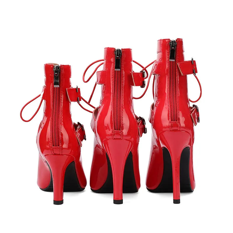 Leather Latin Dance Ankle Boots With Stiletto Heels for Women