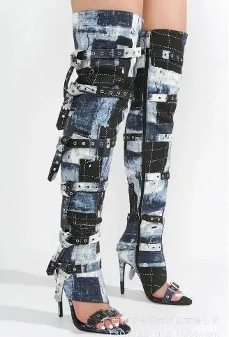 Camouflage Side Zipper Over The Knee Boots For Women