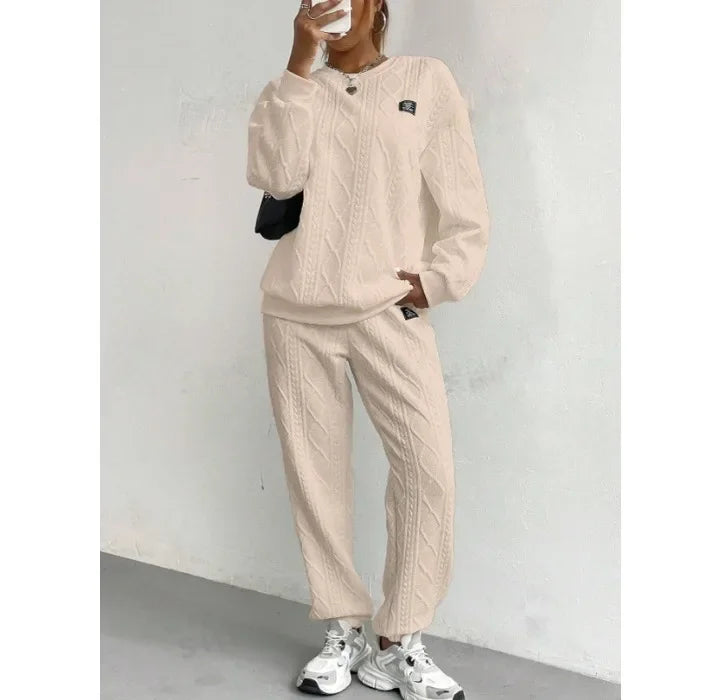 Casual Two Piece Sets Womens Outifits Streetwear Autumn and Winter 2024 New Long Sleeved Round Neck Hoodie and Y2k Pants Suit