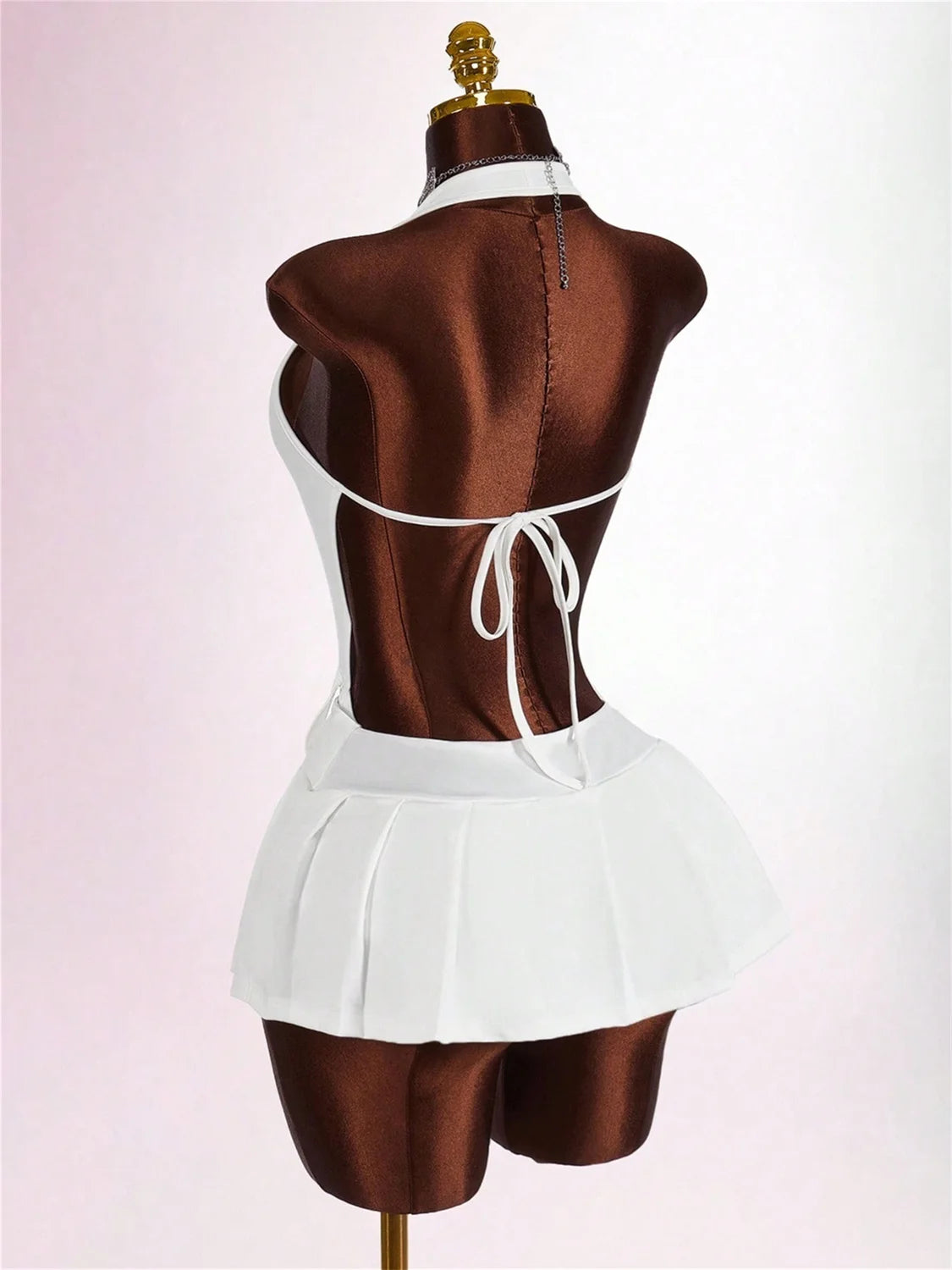 Deep V Neck Ruched Patchwork Bodycon Dress for Women