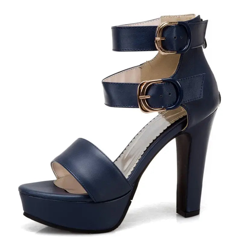 Chunky Platform Sandals with Zipper Buckles for Women