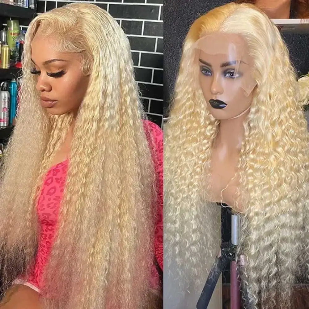 Deep Wave Blonde Lace Front Human Hair Wig for Women