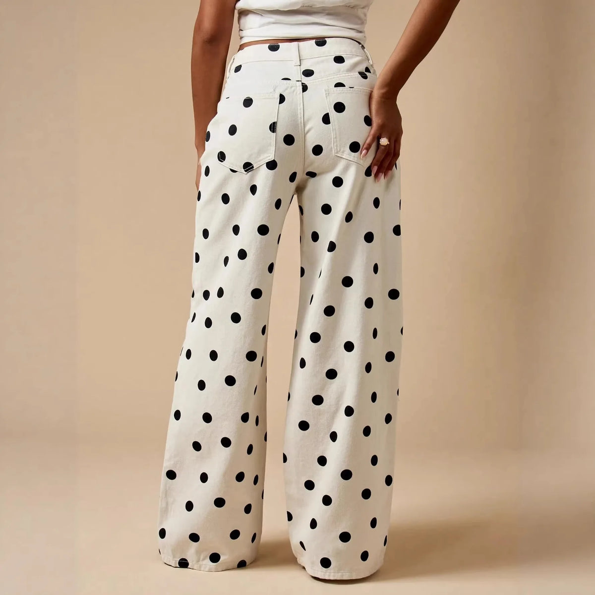 High Waisted Wide Leg Straight Denim Jeans For Women